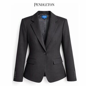 Pendleton Women's Black Blazer 100% Wool Large Quiet Luxury